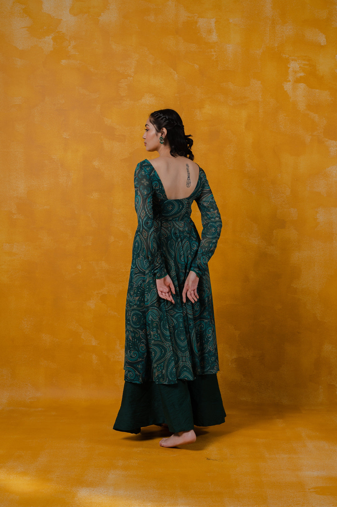 Paisley Teal Green Anarkali | Georgette Fabric with Dupatta