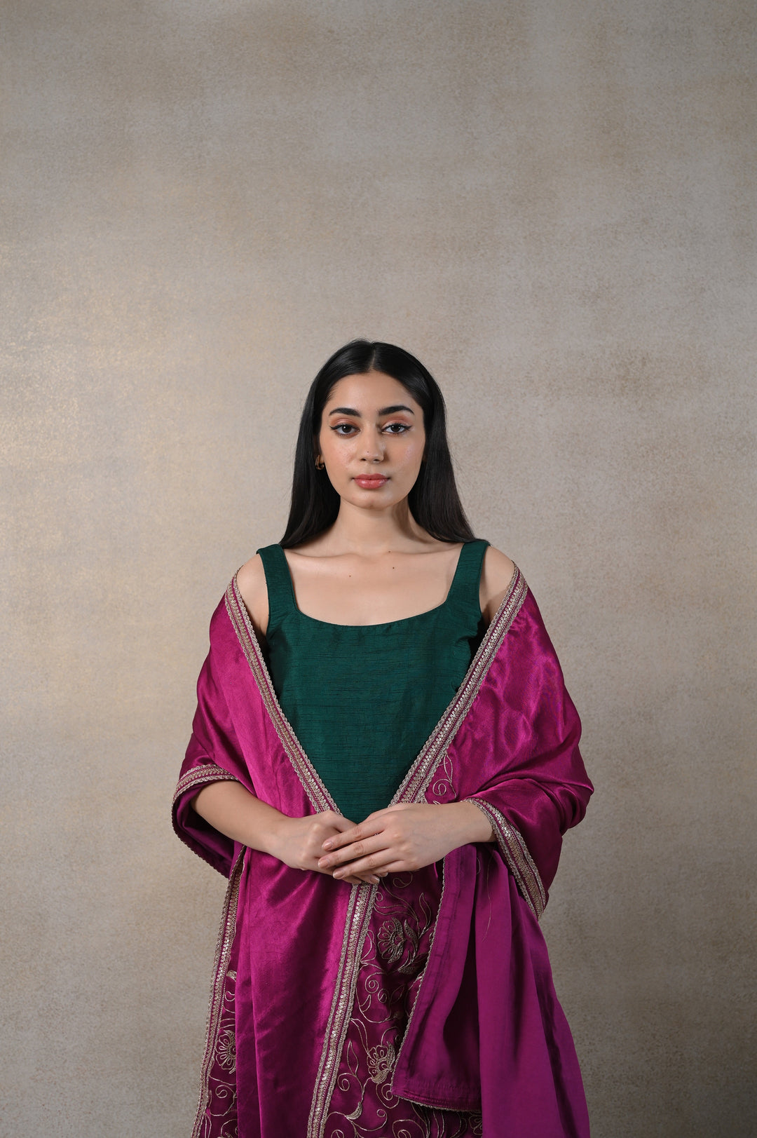 Royal Pakizah Embroidered Suit Set | Gaji Silk Dupatta & Feminine Chudidaar