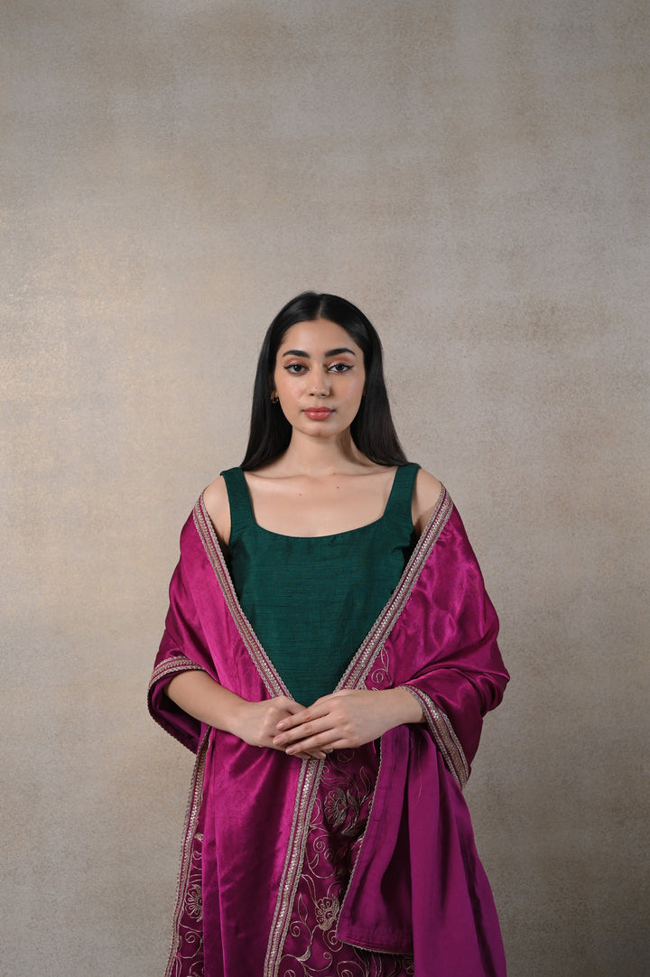 Royal Pakizah Embroidered Suit Set | Gaji Silk Dupatta & Feminine Chudidaar