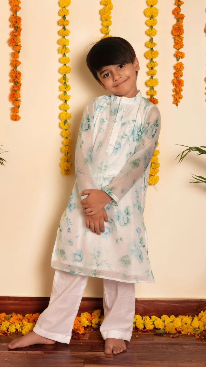 Bachpan Pure Elegance in White | Falak Chandheri Kurta Pant Set