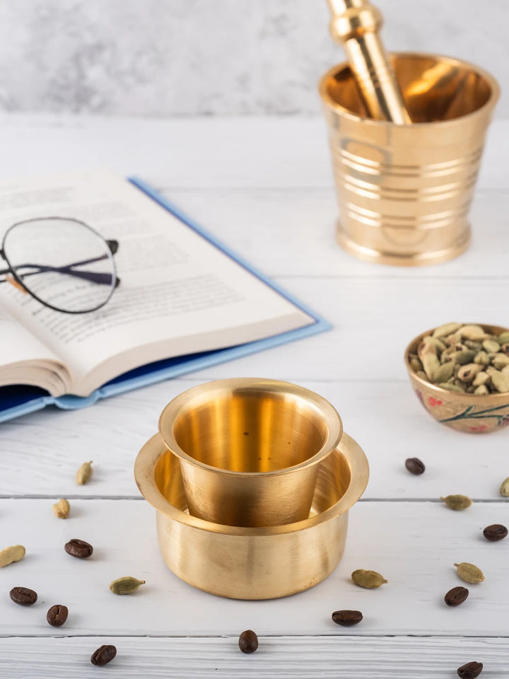Durable Brass Coffee Dabara Set | Radiant Finish Perfect for Gifting