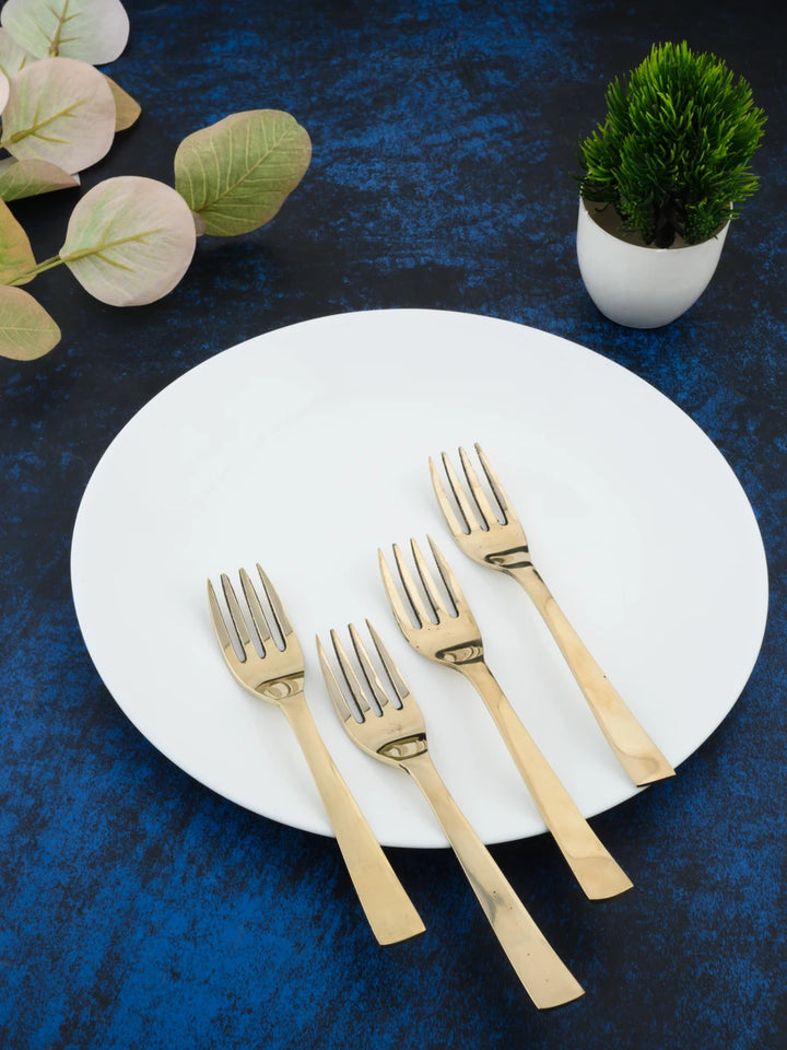 Traditional Kansa Fork Set 6PC | Glossy Finish for Dining