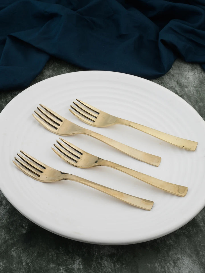 Traditional Kansa Fork Set 6PC | Glossy Finish for Dining