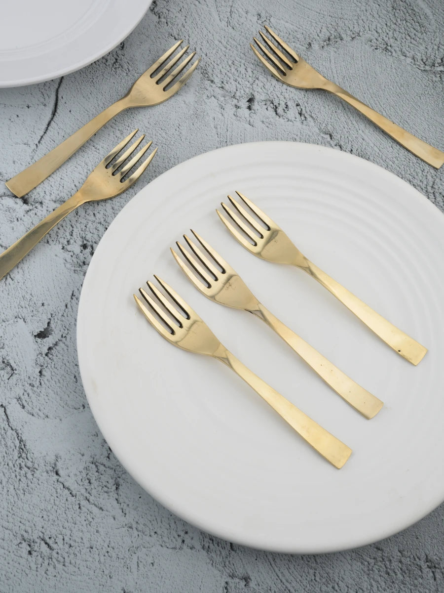 Traditional Kansa Fork Set 6PC | Glossy Finish for Dining