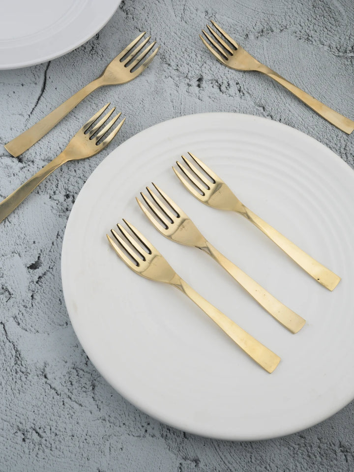 Traditional Kansa Fork Set 6PC | Glossy Finish for Dining