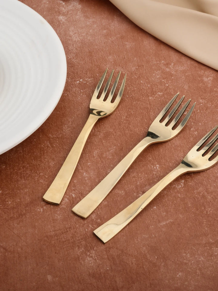 Traditional Kansa Fork Set 6PC | Glossy Finish for Dining