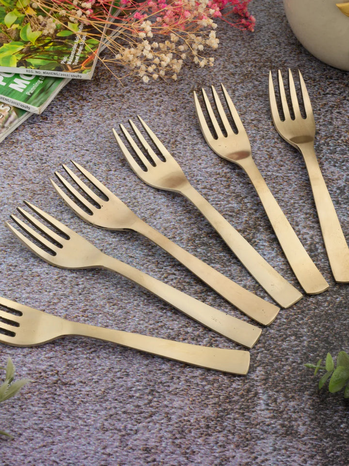 Traditional Kansa Matte Fork Set 6PC | Durable & Stylish Tableware