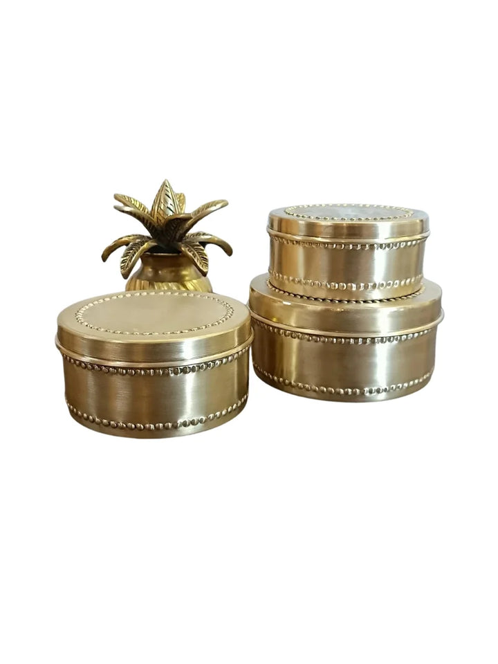 Prasadam - Brass Laddoo Serving Box Set | Matt Finish Box Collection