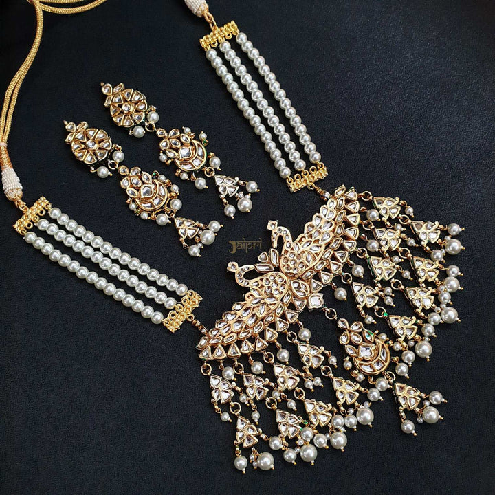 Pearl Beads Stone  | Kundan Gold Pendant With Earrings Luxury Wear
