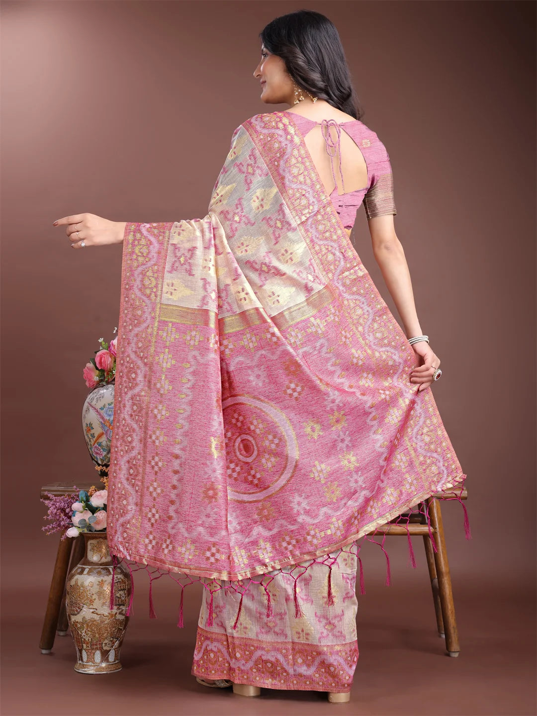 Designer Jacquard saree in royal purple shade

