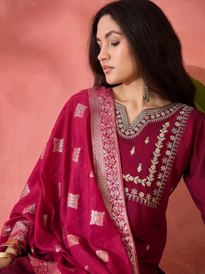 Designer Maroon Suit for Festive Look