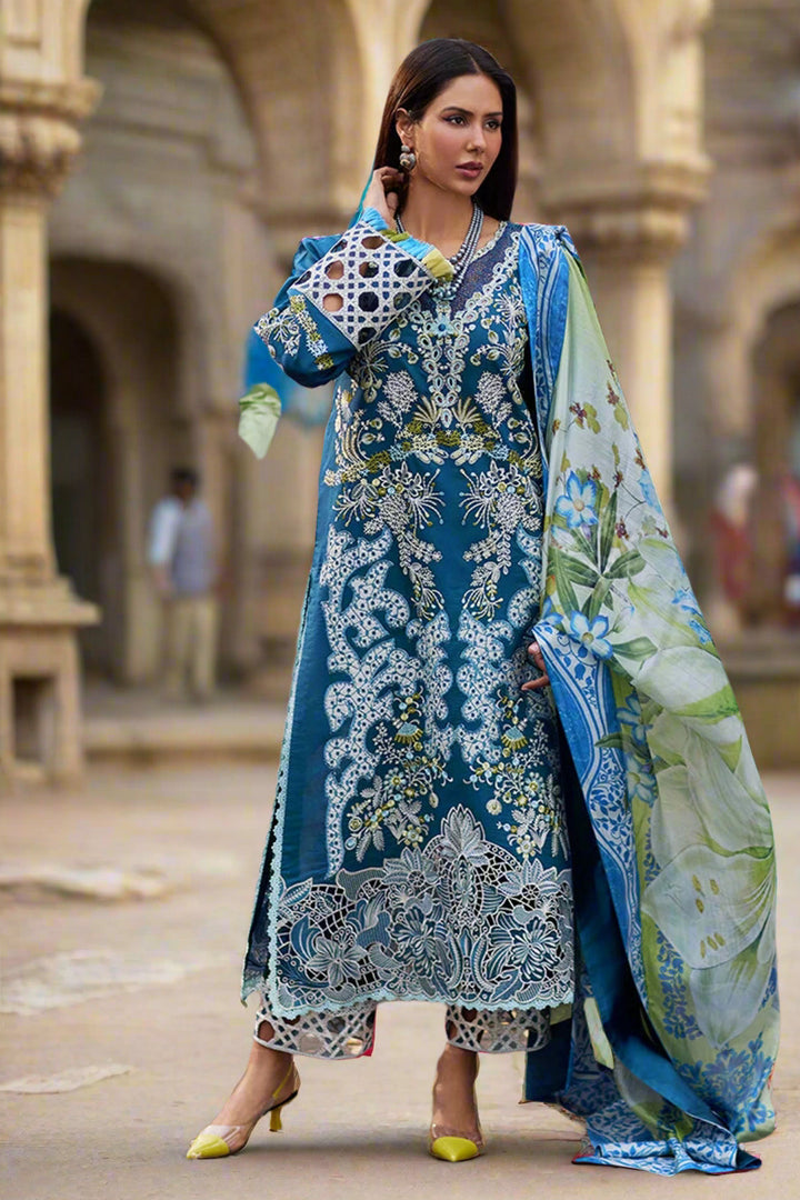 Designer Teal Blue Salwar Kameez | Heavy Rayon with Cotton Digital Dupatta