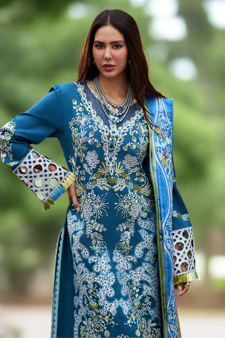Designer Teal Blue Salwar Kameez | Heavy Rayon with Cotton Digital Dupatta