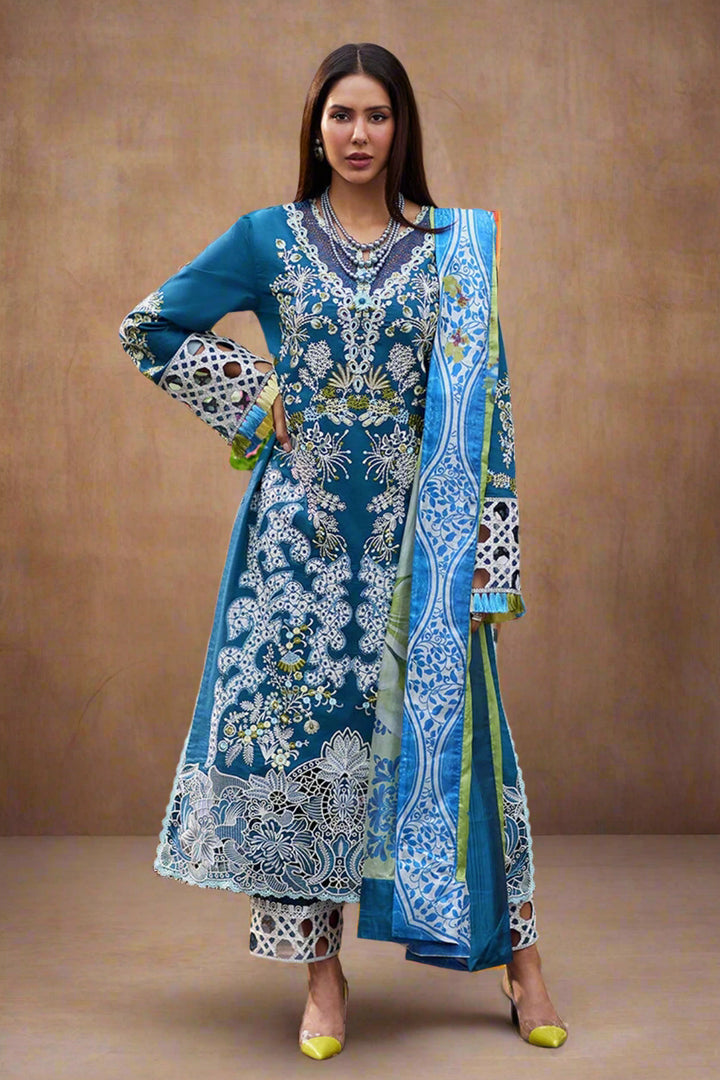 Designer Teal Blue Salwar Kameez | Heavy Rayon with Cotton Digital Dupatta