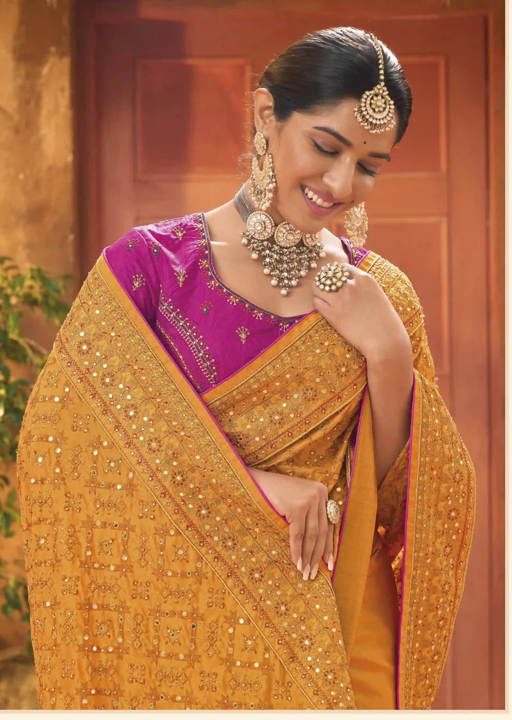 Designer Yellow Banarasi Silk Saree  