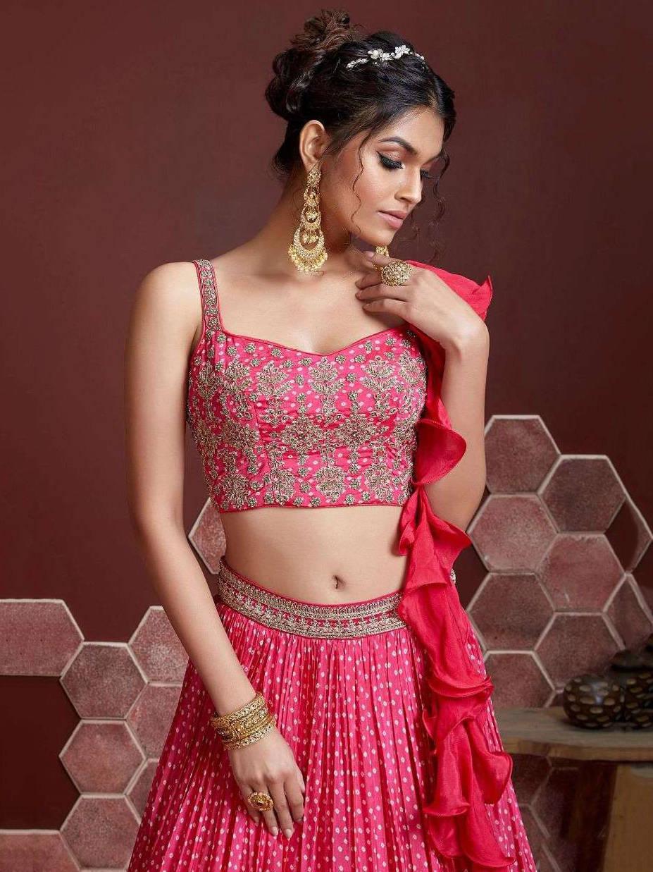 Designer pink lehenga choli in chinon silk