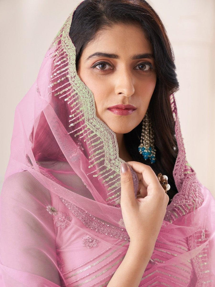 Designer pink lehenga choli in net
