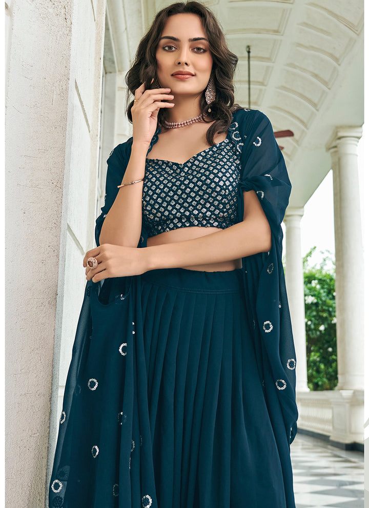Designer teal lehenga for women
