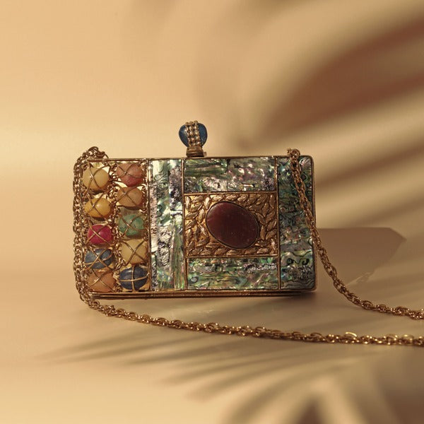 Disha Mother of Pearl Clutch | Handcrafted Luxury Evening Bag