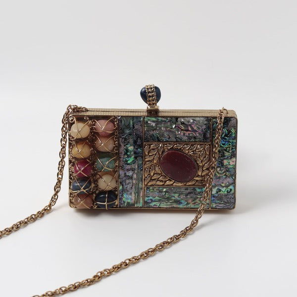 Disha Mother of Pearl Clutch | Handcrafted Luxury Evening Bag