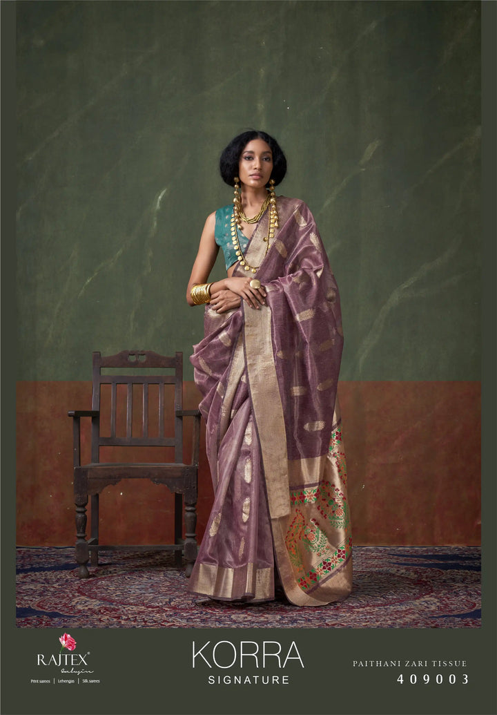 Dusty Pink Silk Saree with Tissue Blouse – SilverBin

