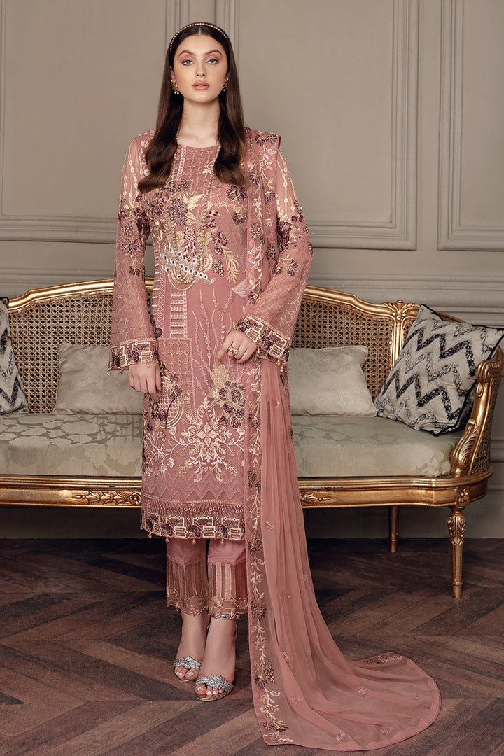 Dusty Pink Pakistani Salwar Suit | Heavy Work Dupatta for Elegance