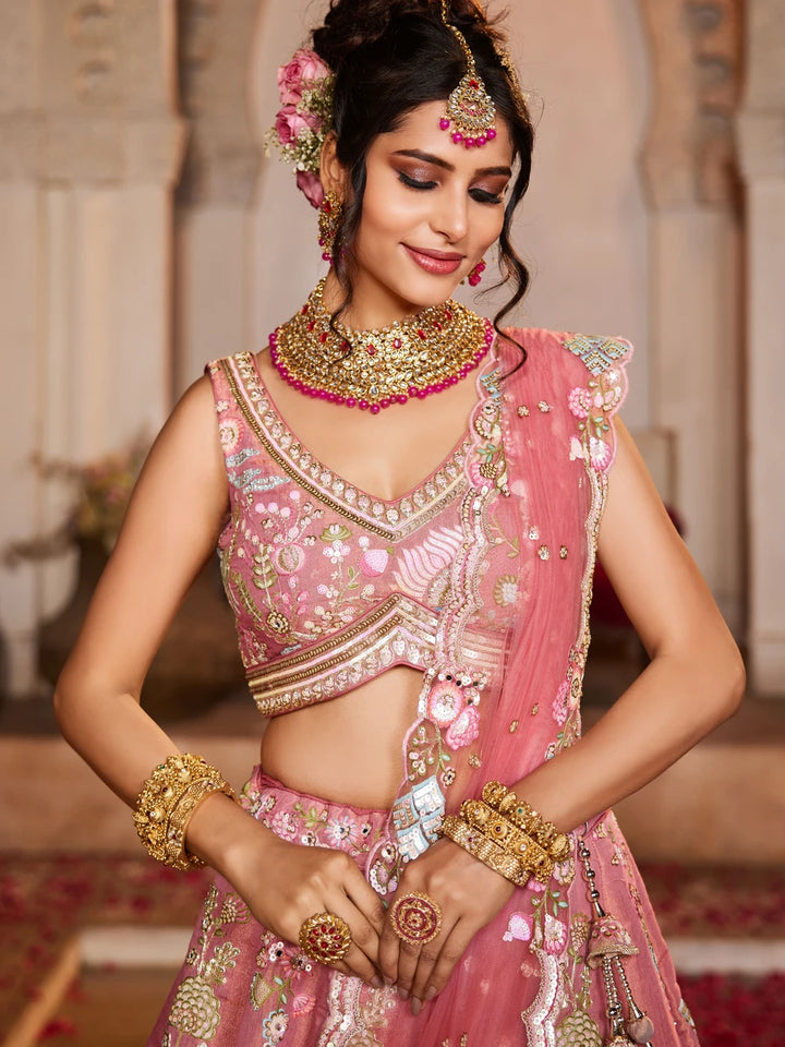 Dusty pink lehenga with delicate embellishments
