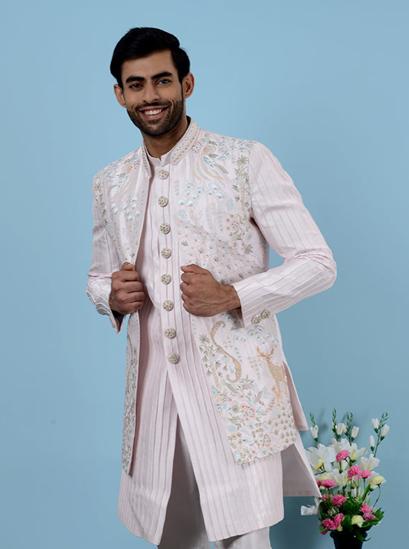 Elegant Pink Silk Blend Indowestern | Classic Ethnic Wear