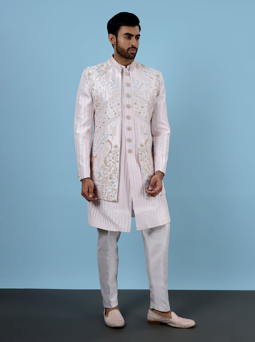 Pink silk blend outfit, men’s wear for ethnic events