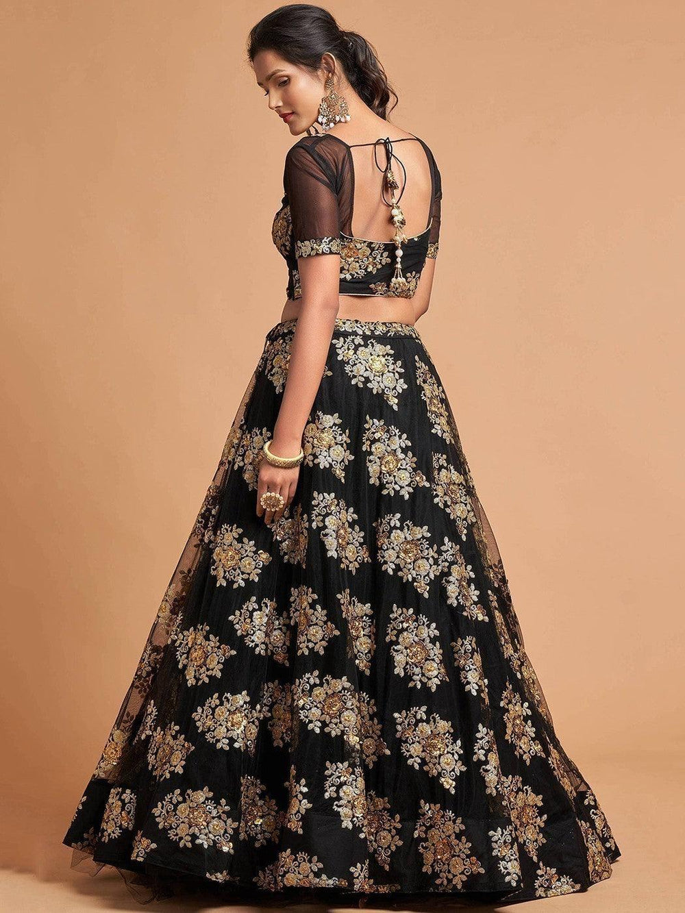 Elegant black lehenga choli for reception
