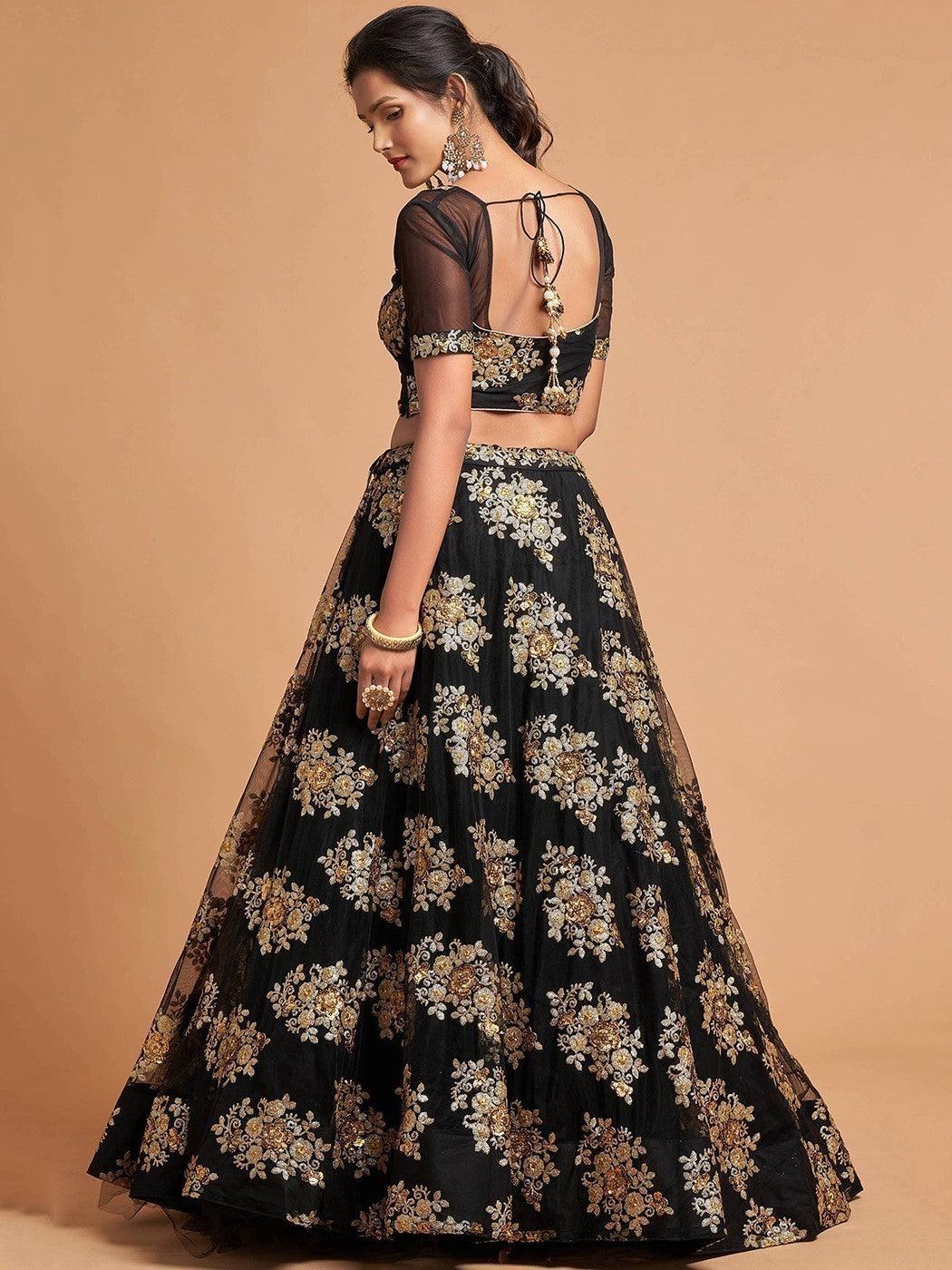Elegant black lehenga choli for reception