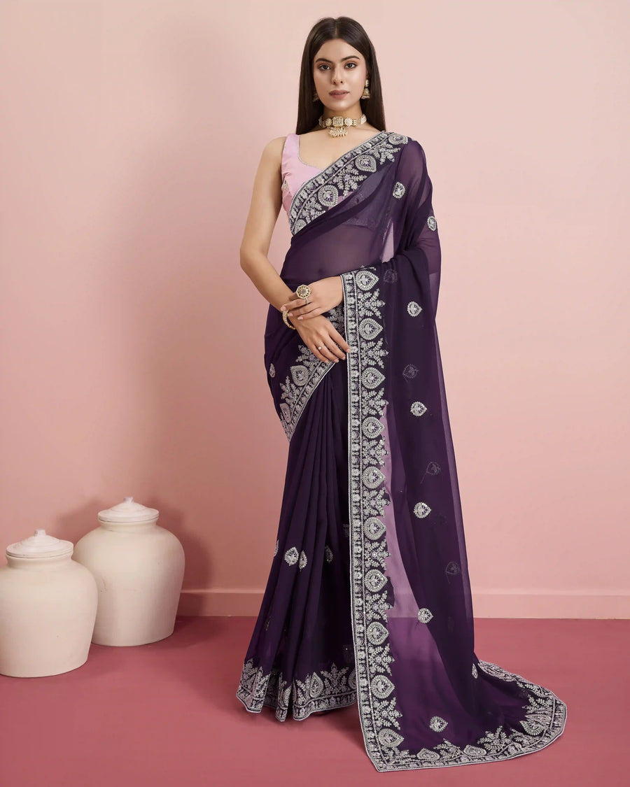 Elegant festive wear saree in Victoria Purple

