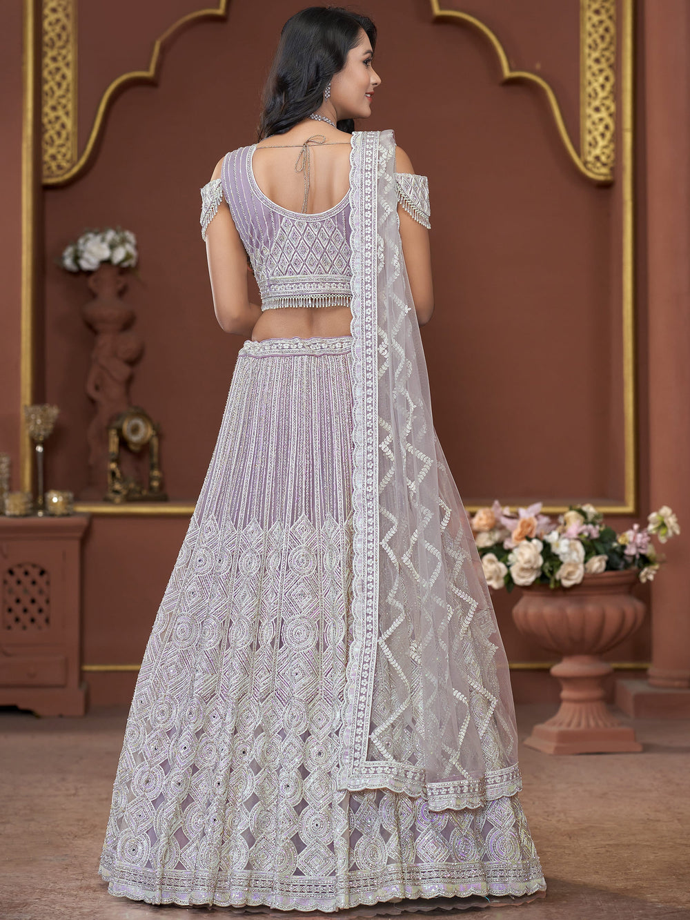 Elegant lavender lehenga choli for bridesmaids