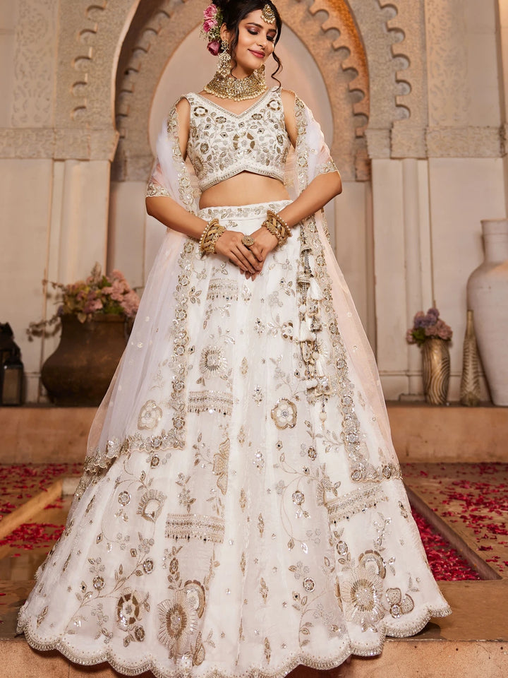 Elegant off-white lehenga for bridal events