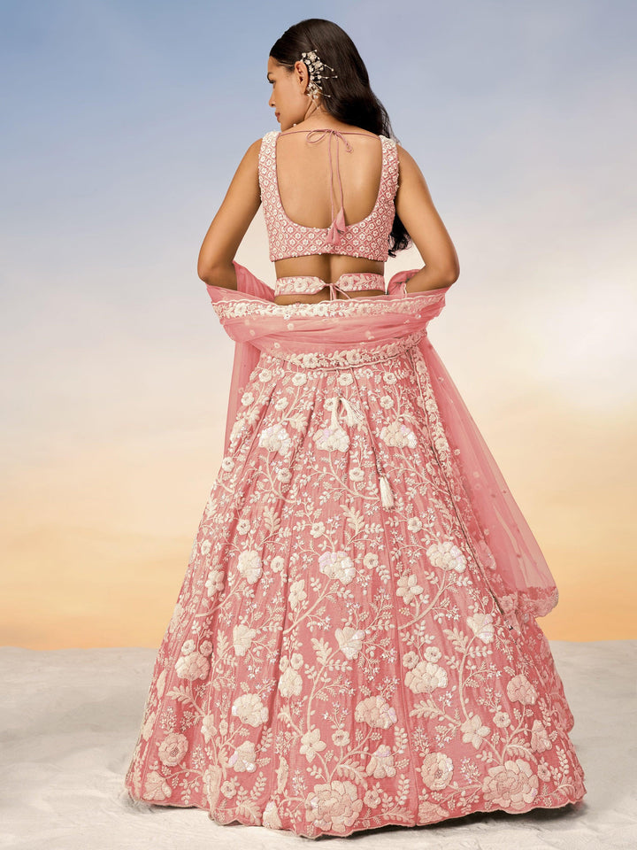 Elegant peach lehenga with sequins work
