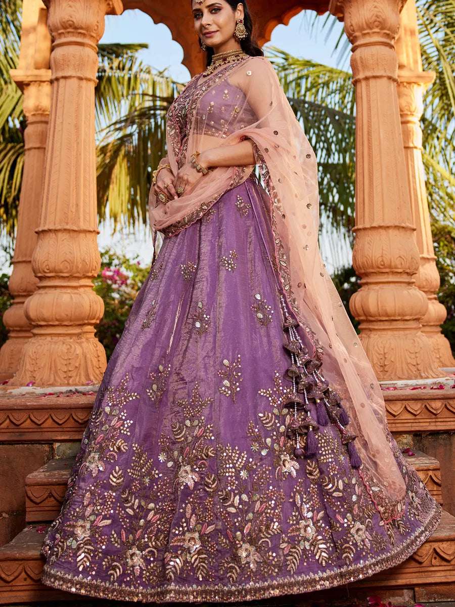 Elegant purple lehenga with handwork