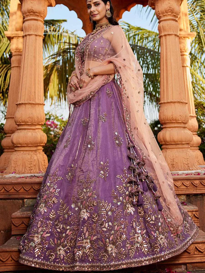 Elegant purple lehenga with handwork