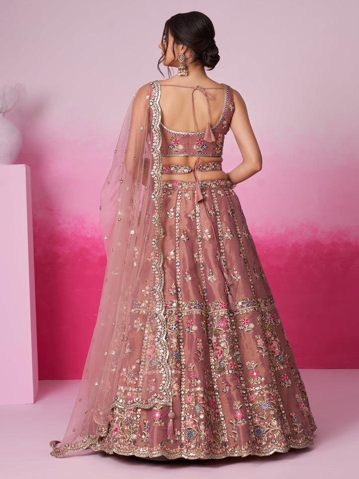 Elegant rose gold lehenga for engagement