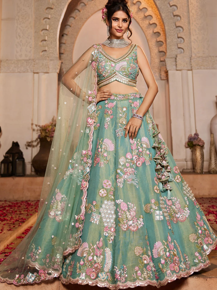 Elegant sea green lehenga with dupatta