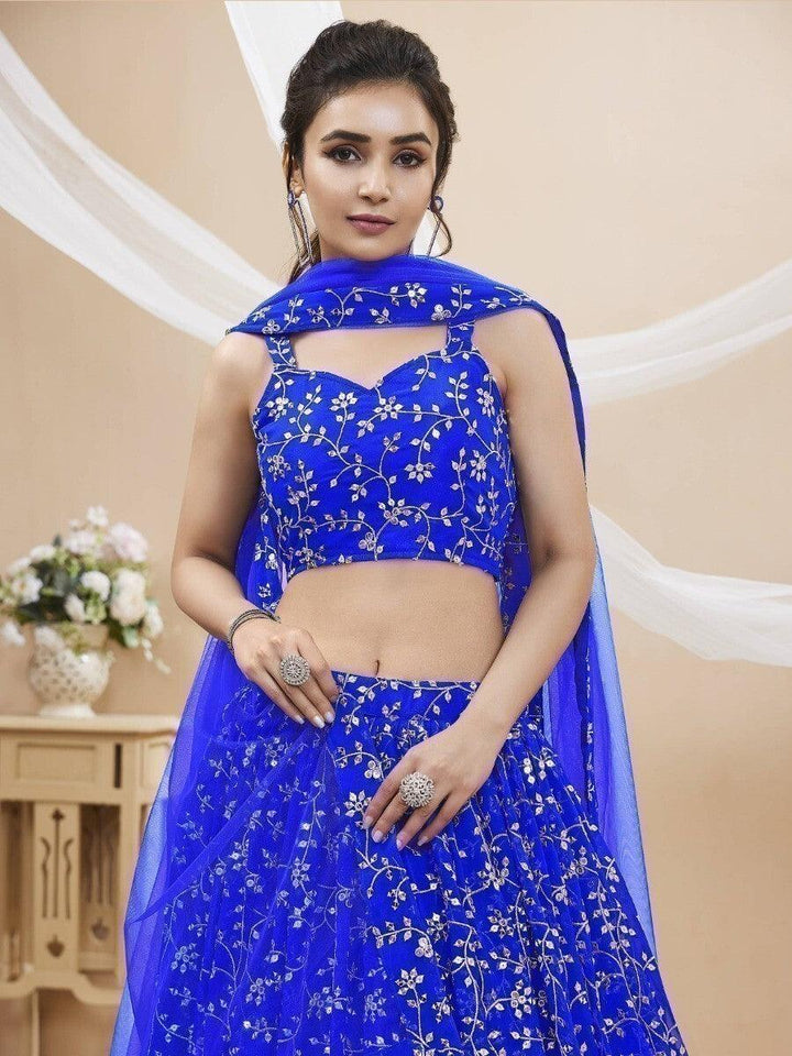 Embroidered blue lehenga choli for women