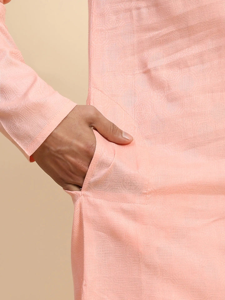 Baby Pink Kurta Set for Men | Premium Cotton Kurta Pajama Set