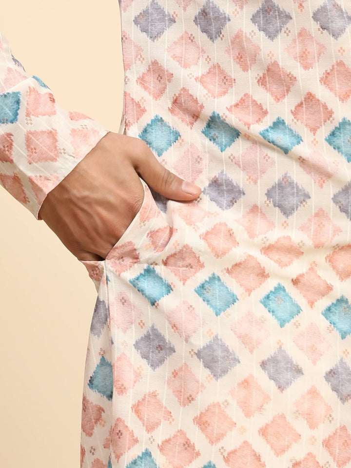 Multi-Color Kurta Pajama Set for Men | Vibrant Digital Print for Festive