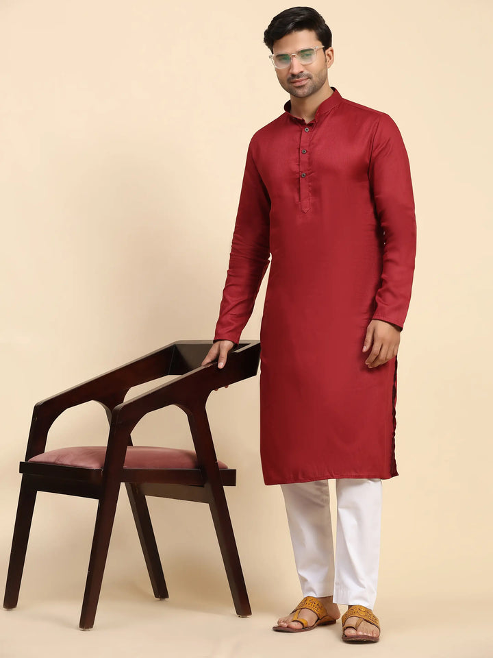 Maroon Kurta Pajama | Men’s Festive Kurta Set with Embroidery