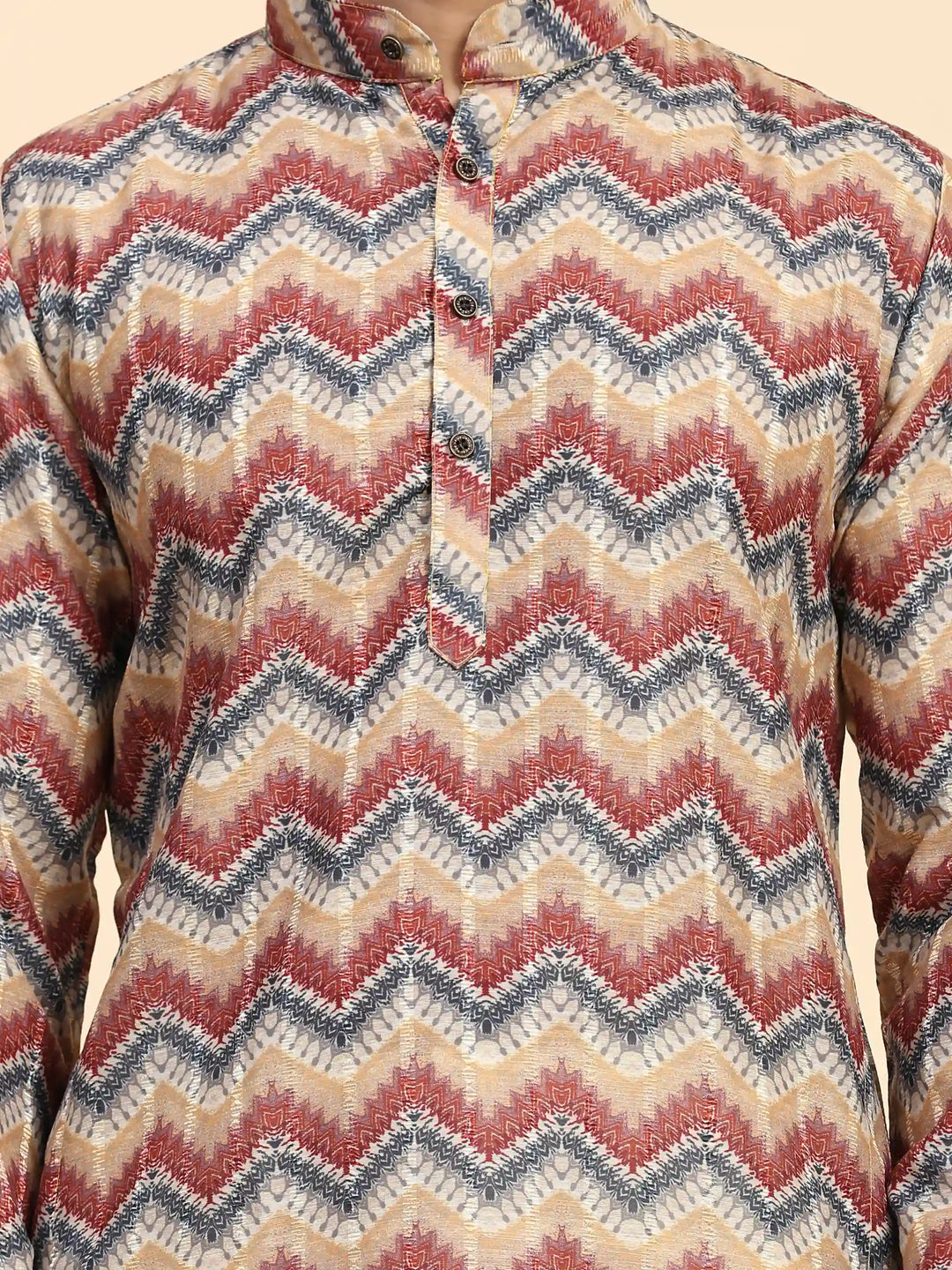 Men’s Multicolor Kurta Pajama | Geometric Print for Sangeet & Haldi