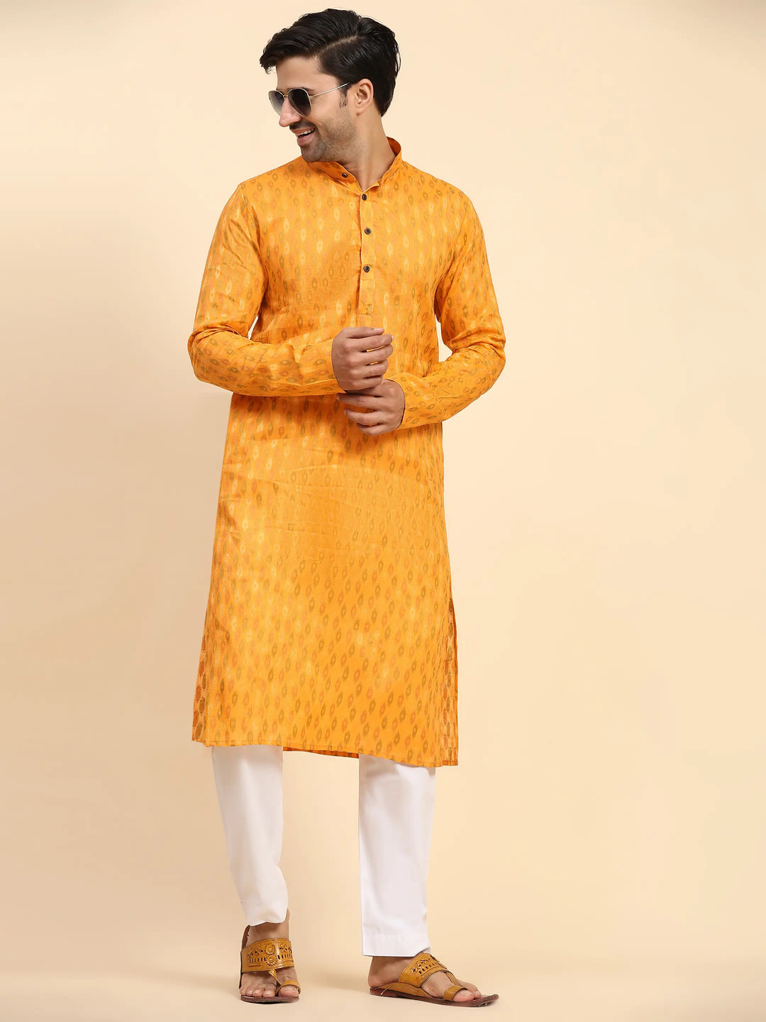 Traditional Light Orange Kurta Pajama | Pure Cotton Kurta for Men