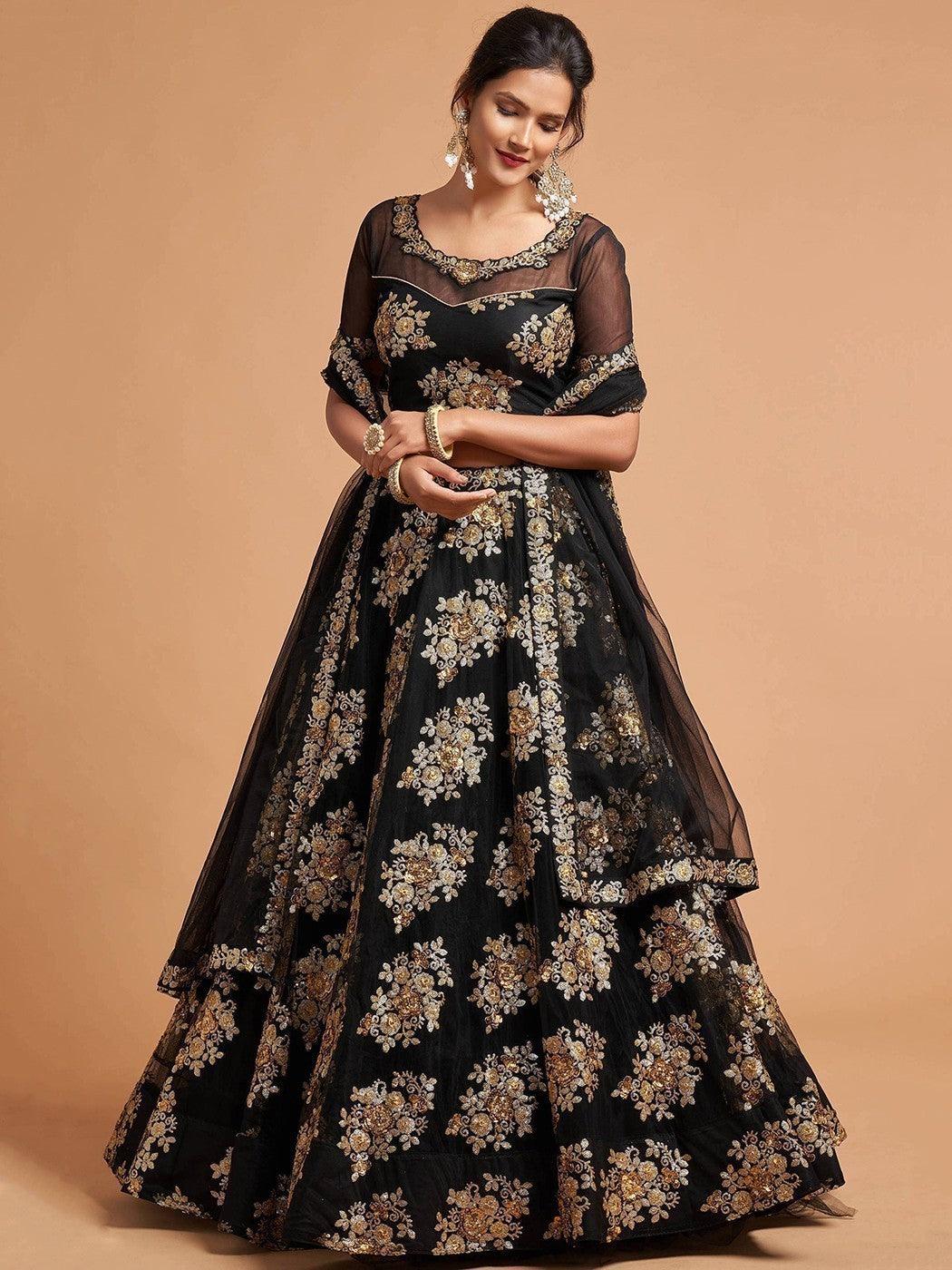 Fabulous black net lehenga for formal events