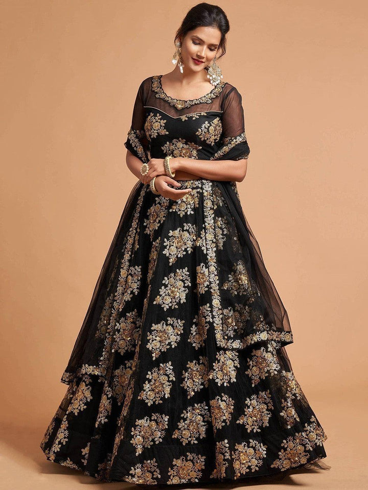 Fabulous black net lehenga for formal events