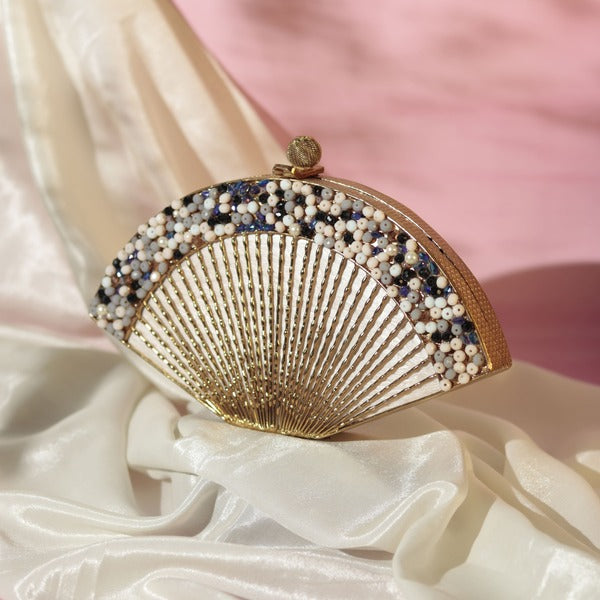 Faiza Embellished Mother of Pearl Clutch | Trendy Artisanal Evening Bag