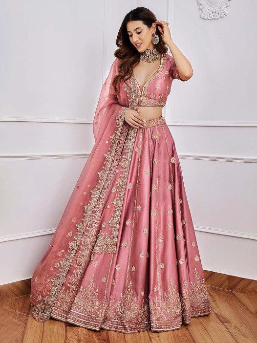 Fantasy pink wedding lehenga in silk