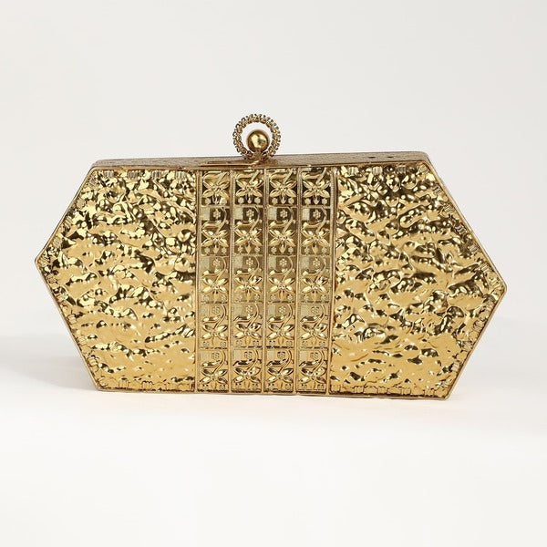 Fatima Gold Embellished Brass Clutch | Handcrafted Luxe Bag for Elegance